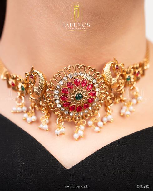 Pure Indian Gold Look A Like Diva Necklace Set